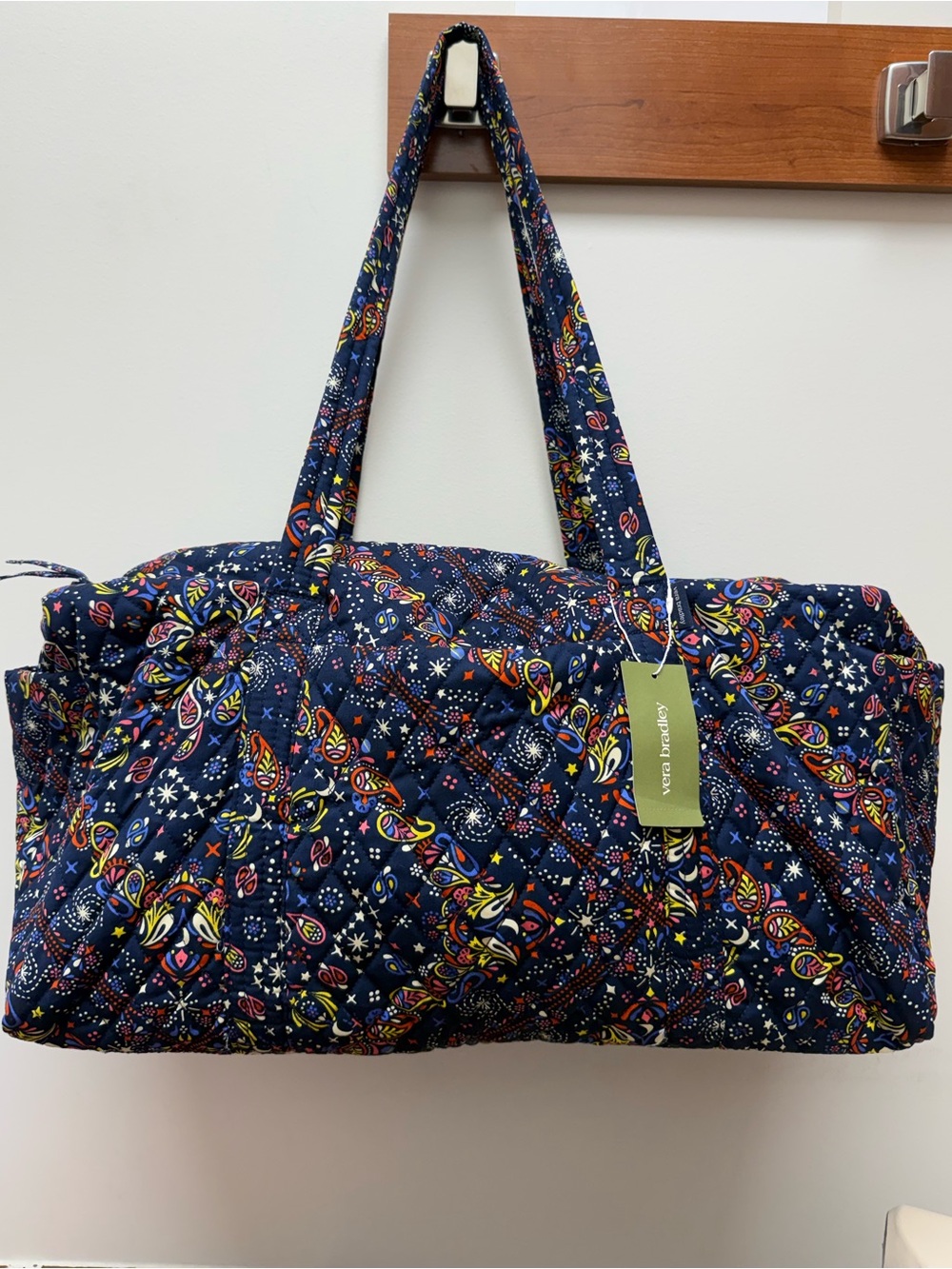Vera Bradley Navy Paisley Quilted Travel Bag with Multicolor Accents